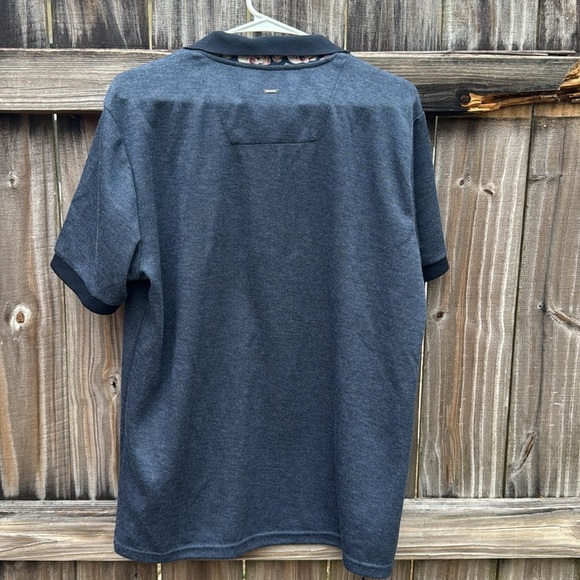 GUIDE LONDON NAVY HIDDEN SKULL PRINT INSIDE PLACKET SHORT SLEEVE POLO, size XL - Picture 6 of 10